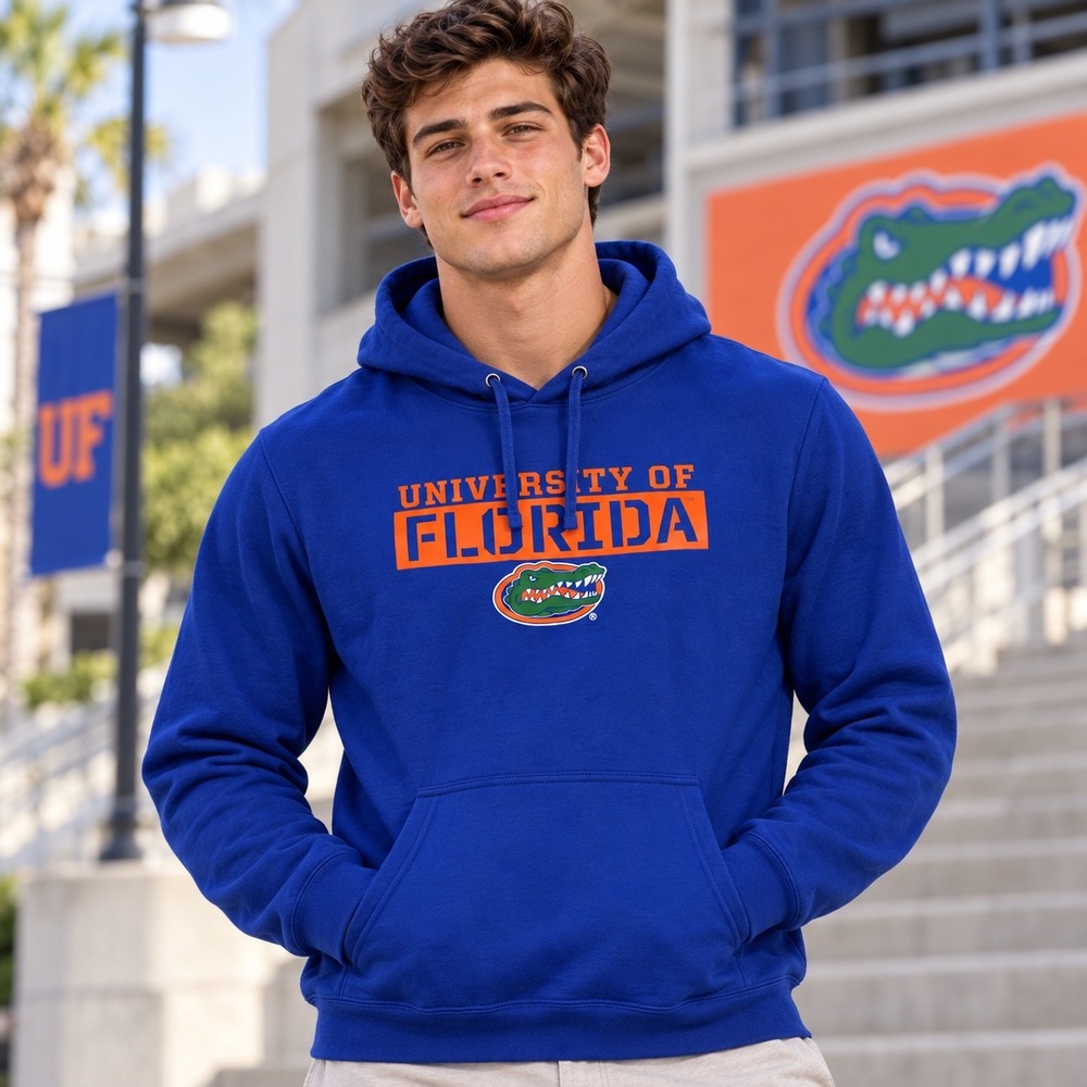 University of Florida Gators Hoodie Royal Blue NCAA Collegiate Pullover Shirt L
